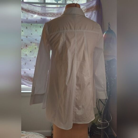 NWOT ELLEN TRACY White Trapeze Cut Blouse Pockets Size S - Picture 7 of 11